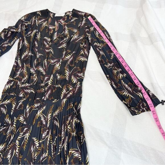 A.L.C. Rory V-Neck Long Sleeve Silk Print Dress Black Size 0 - Picture 9 of 16